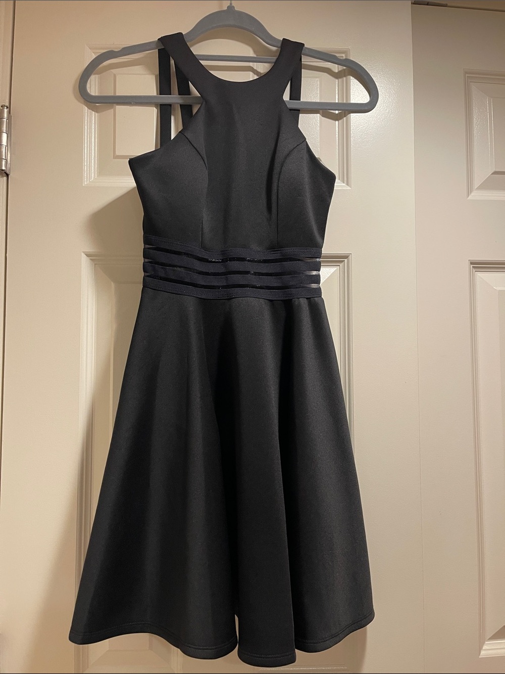 Girls' Black Halter Fit-and-Flare Formal Dress